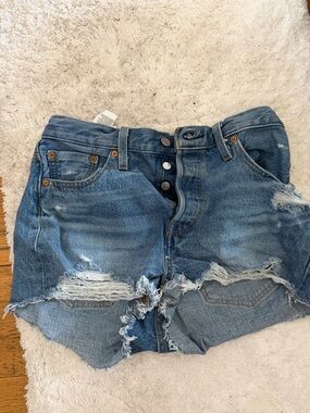 Distressed Blue Denim Women’s Shorts